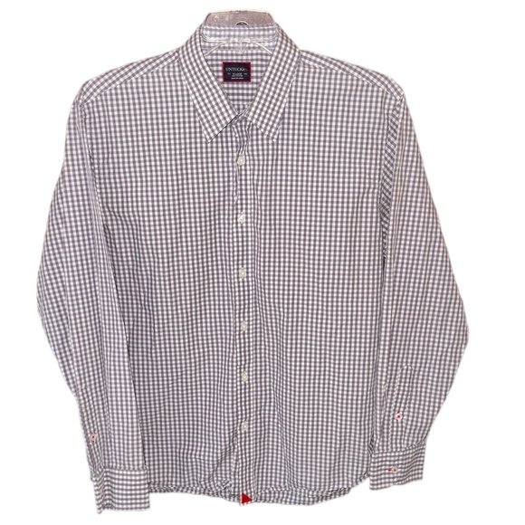 Men's UNTUCKit Grey/Brown/Cream Plaid Button Down Dress‎ Shirt 100% Cotton SZ XL - Picture 1 of 4